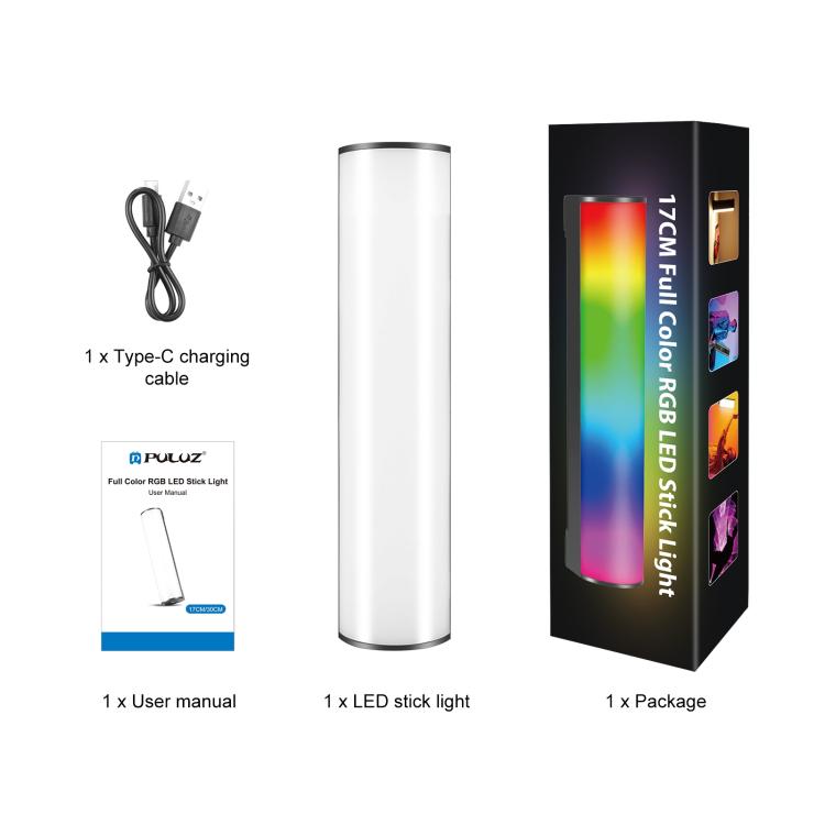 [US Warehouse] PULUZ 17cm Photo Handheld Full Color RGB Stick Light Magnetic LED Fill Light