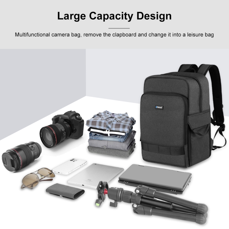PULUZ Outdoor Portable Camera Dual Shoulders Backpack Laptop Bag (Black) - 4