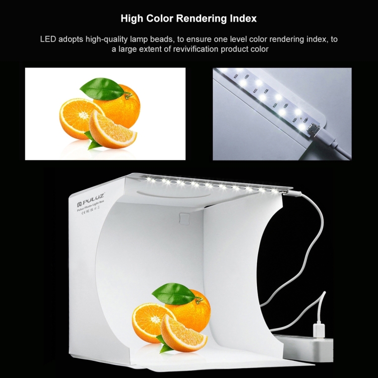 PULUZ 20cm Folding Portable 550LM Light Photo Lighting Studio Shooting Tent Box Kit with 6 Colors Backdrops (Black, White, Yellow, Red, Green, Blue), Unfold Size: 24cm x 23cm x 23cm - 5