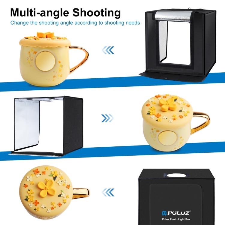 PULUZ 40cm Folding Portable White Light Dimmable Photo Lighting Studio Shooting Tent Box Kit With 6 Colors (Black, Orange, White, Red, Green, Blue) Backdrops - View #4
