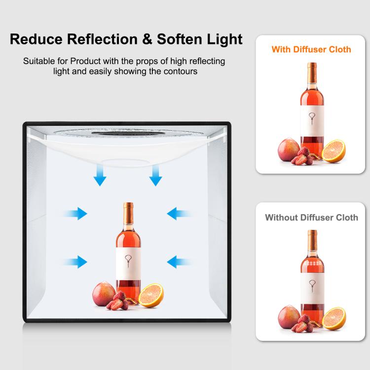 PULUZ Anillo de luz portátil plegable de 50 cm PD30W Caja de tienda de campaña para fotografía de estudio con iluminación fotográfica tipo C de carga rápida con 6 fondos de doble cara, tamaño: 50 cm x 50 cm x 50 cm (enchufe de EE. UU.) - 5