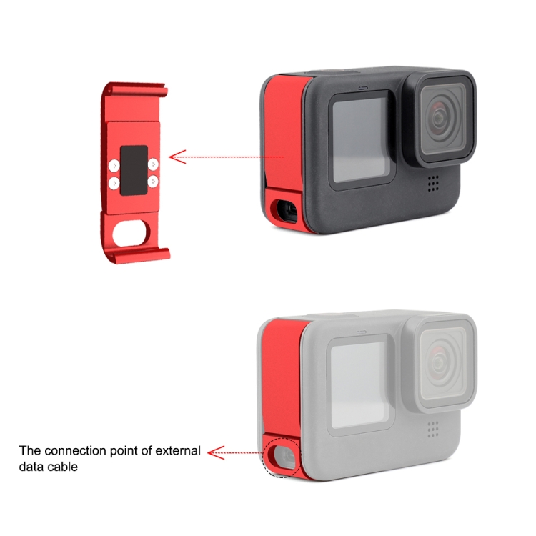 PULUZ Metal Battery Side Interface Cover for GoPro Hero11 Black / HERO10 Black / HERO9 Black(Red) - 3