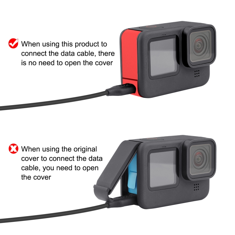 PULUZ Metal Battery Side Interface Cover for GoPro Hero11 Black / HERO10 Black / HERO9 Black(Red) - 4