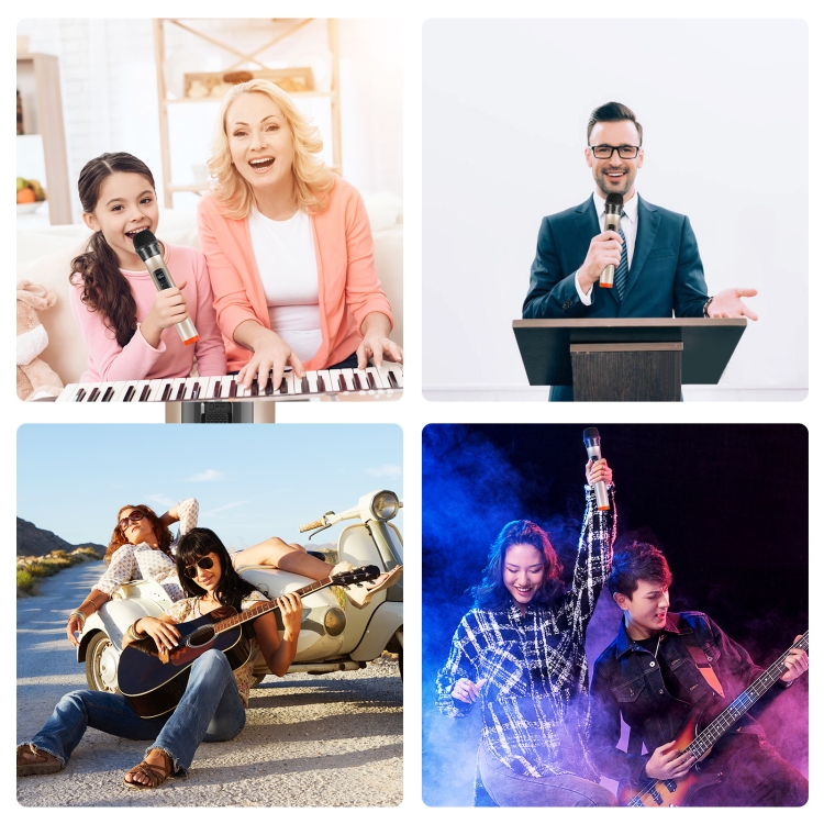 PULUZ UHF Wireless Dynamic Microphone with LED Display(Gold)