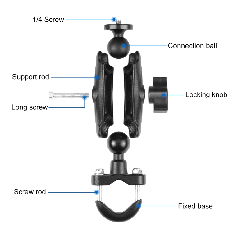 PULUZ Motorcycle Handlebar Fixed Mount U-Bolt Base Holder for GoPro and Other Action Cameras(Black) - 2