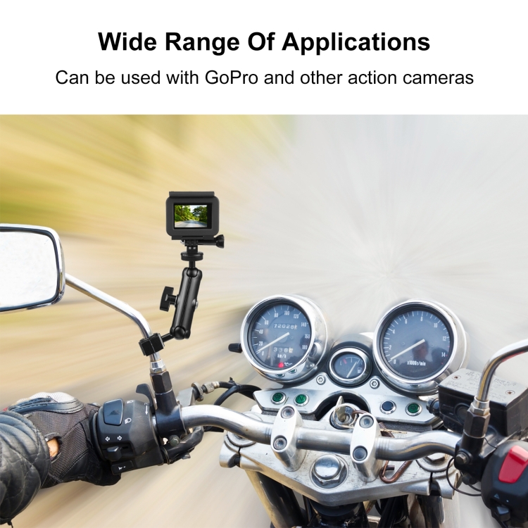PULUZ Motorradhalterung Rückspiegel Feste Halterung für GoPro und andere  Action-Kameras (Schwarz)