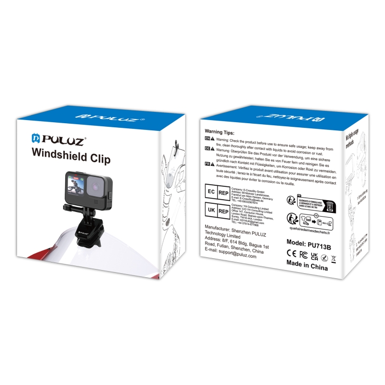 PULUZ Motorcycle Windshield Clip Bracket Camera Mount (Black)