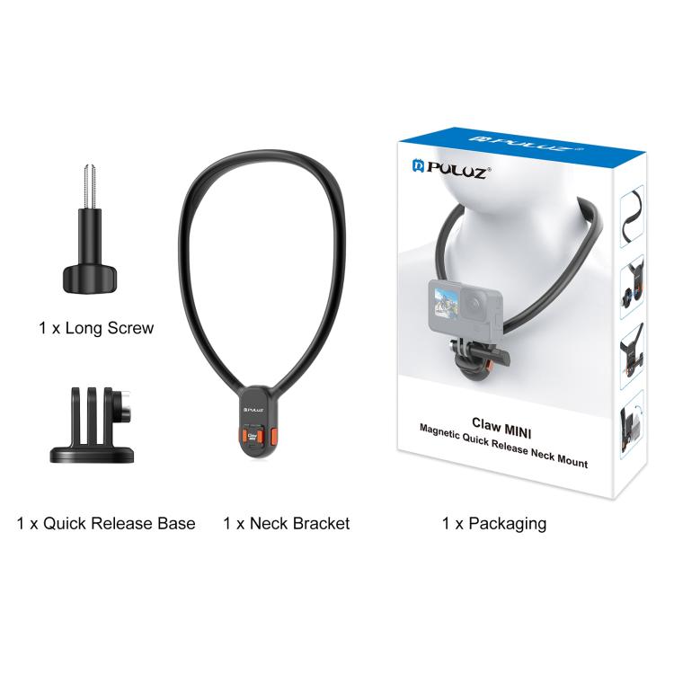 PULUZ Lazy Neck Bracket Magnetic Quick Release POV View Mount (Black)