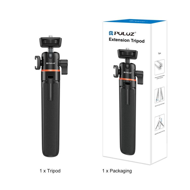 [US Warehouse] PULUZ Mini Phone Camera Extension Tripod Stand 360 Degree Ball Head Cold Shoe Selfie Stick