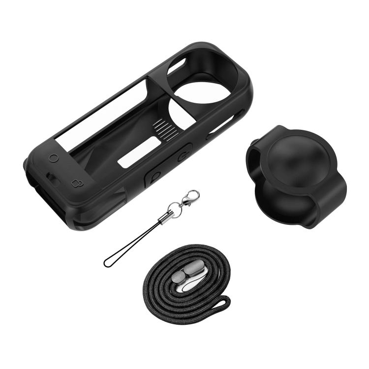 For Insta360 X5 PULUZ Silicone Protective Case with Lens Cover (Black)