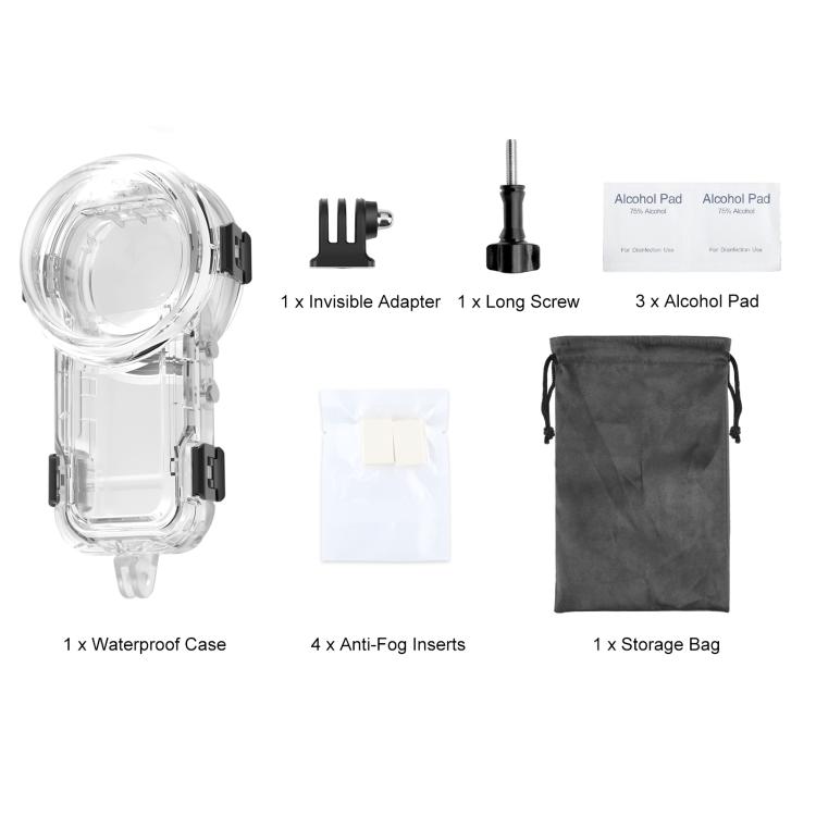 For Insta360 X5 PULUZ 60m Waterproof Sealed Diving Case (Transparent)