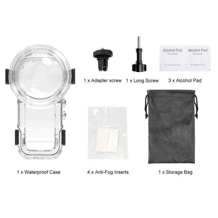 For Insta360 X5 PULUZ Quick Release 60m Waterproof Sealed Diving Case (Transparent)