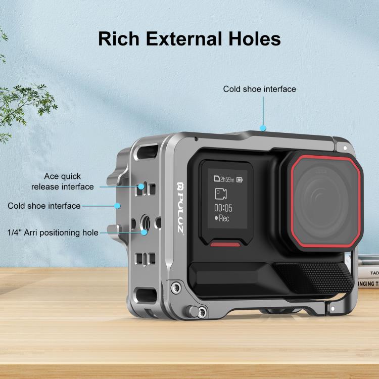 BUDI ABS Frame Case With Metal Rabbit Cage For Insta360 Ace Camera Protective Plastic Frame From Box Cameras - Price 17.32