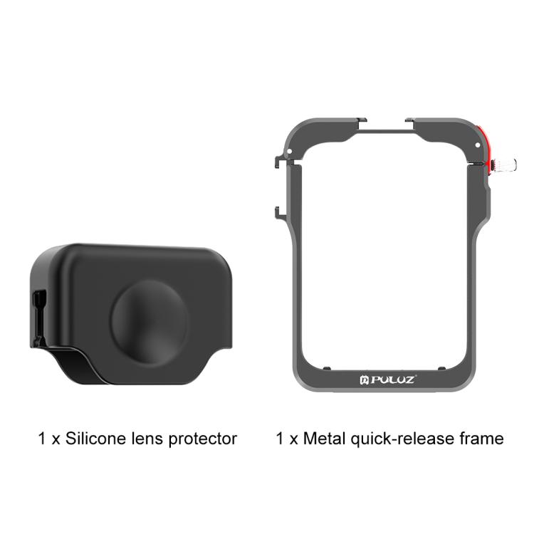 For DJI Osmo 360 PULUZ Aluminum Alloy Protective Cage Expansion Frame with Lens Cover (Black)