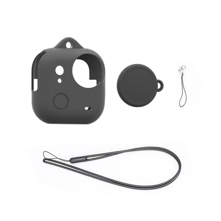 For Insta360 GO Ultra PULUZ Body Silicone Protective Cover with Lens Cap & Lanyards (Black)