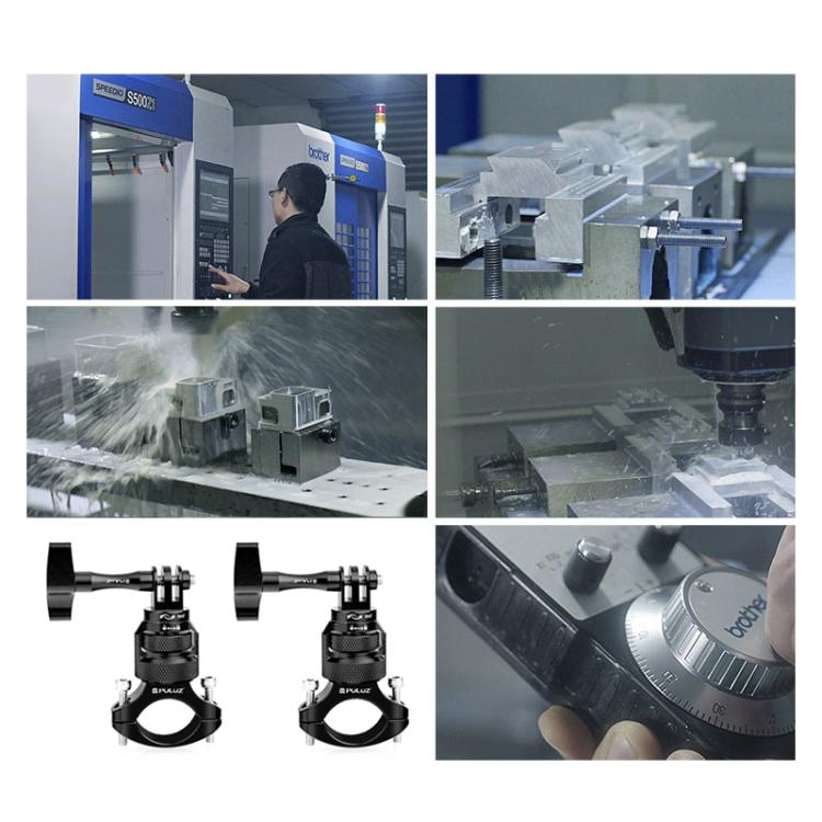 PULUZ 360 Degree Rotation MotorBike Aluminum Mount Handlebar Adapter with Screw for GoPro, Insta360, DJI and Other Action Cameras (Black)