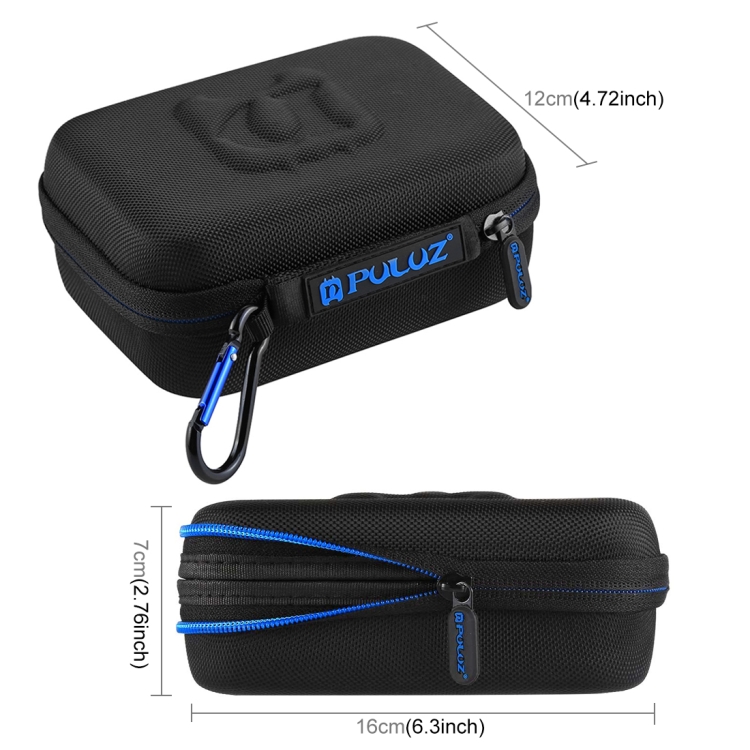 PULUZ Portable Round Case Stocker Super Mini Storage Case Box with D-ring Locking Carabiner for GoPro HERO5 HERO4 Session Charger Cable Bag Earphone Storage 