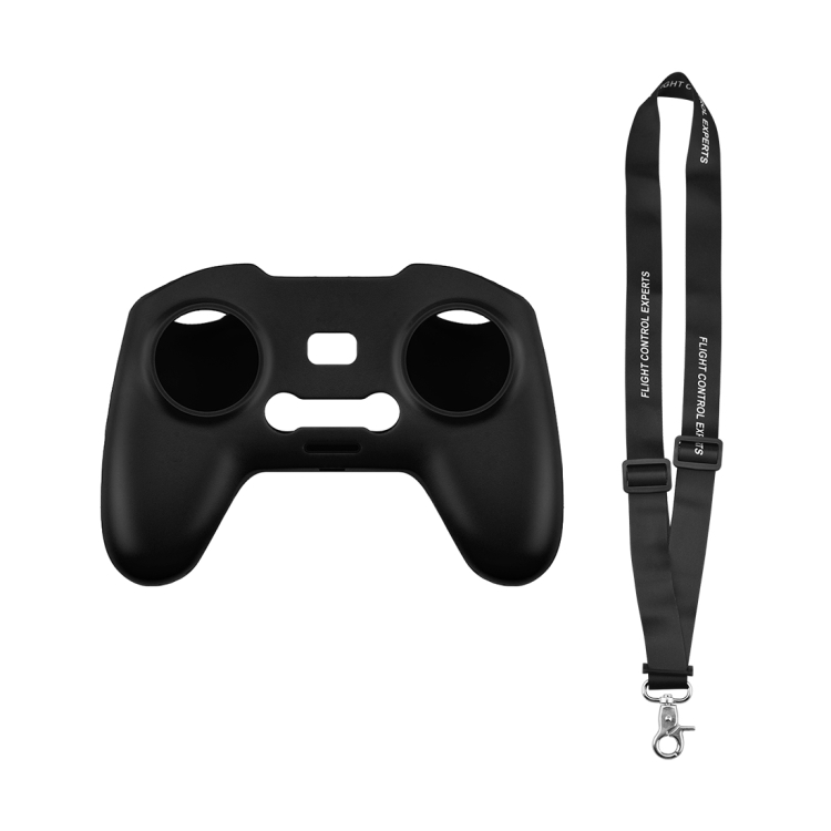 For DJI FPV Combo Remote Control PULUZ Silicone Protective Case with Neck Strap(Black)