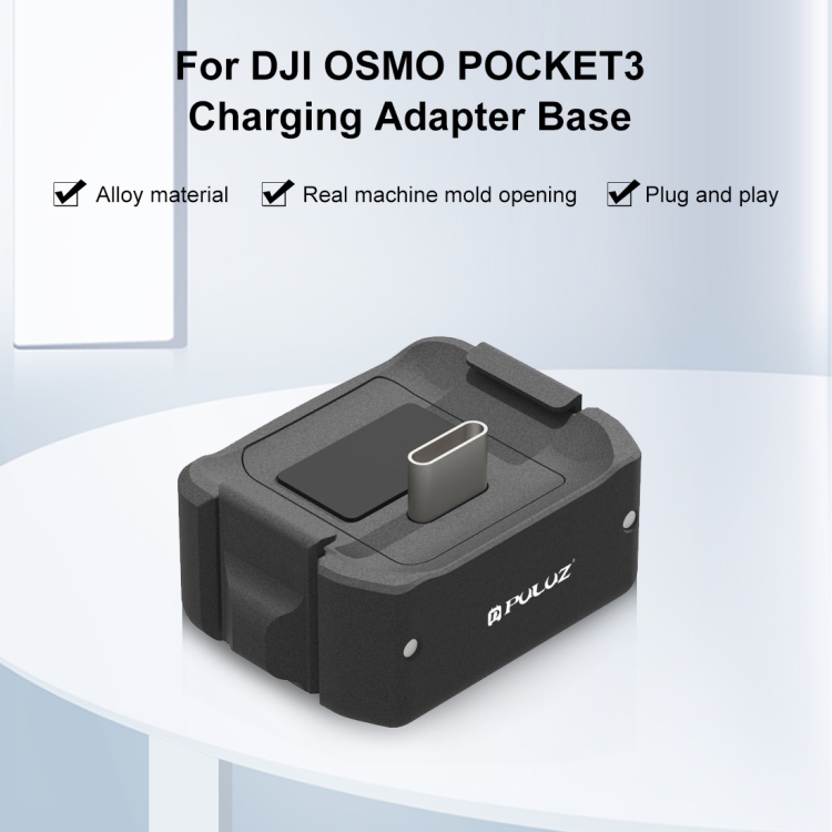 Pour DJI OSMO Pocket 3 PULUZ USB-C/Type-C Dock Base de chargement de bureau  support en alliage d'aluminium (noir)