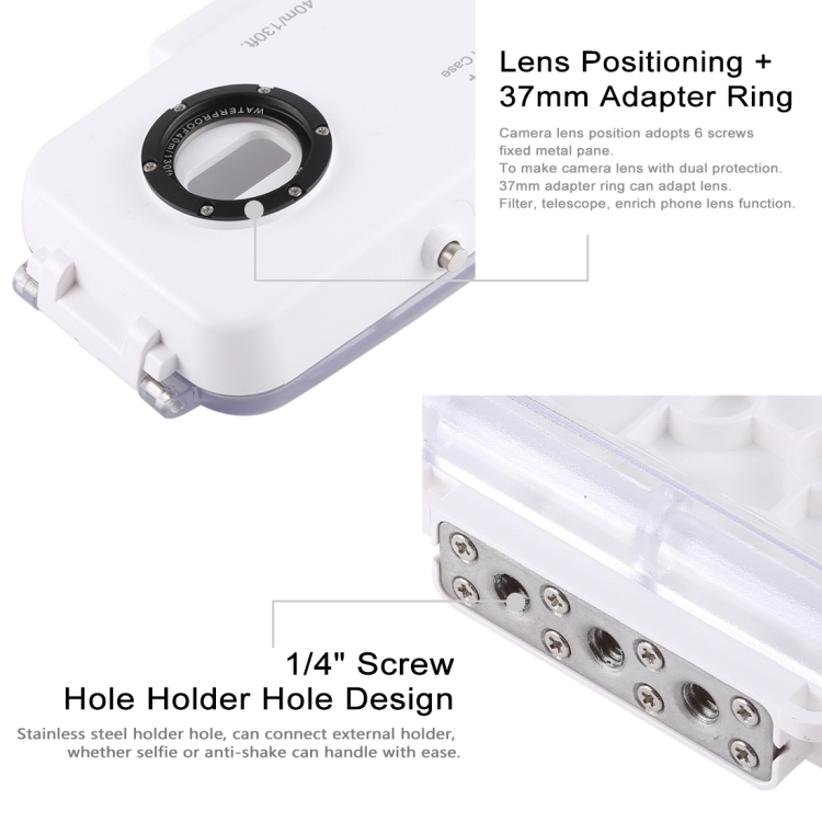 PULUZ 40m/130ft Waterproof Diving Case for Galaxy S9+, Photo Video Taking Underwater Housing Cover, Only Support Android 8.0.0 or below(White) PULUZ 40m/130ft Waterproof Diving Case for Galaxy S9+, Photo Video Taking Underwater Housing Cover, Only Support Android 8.0.0 or below(White)