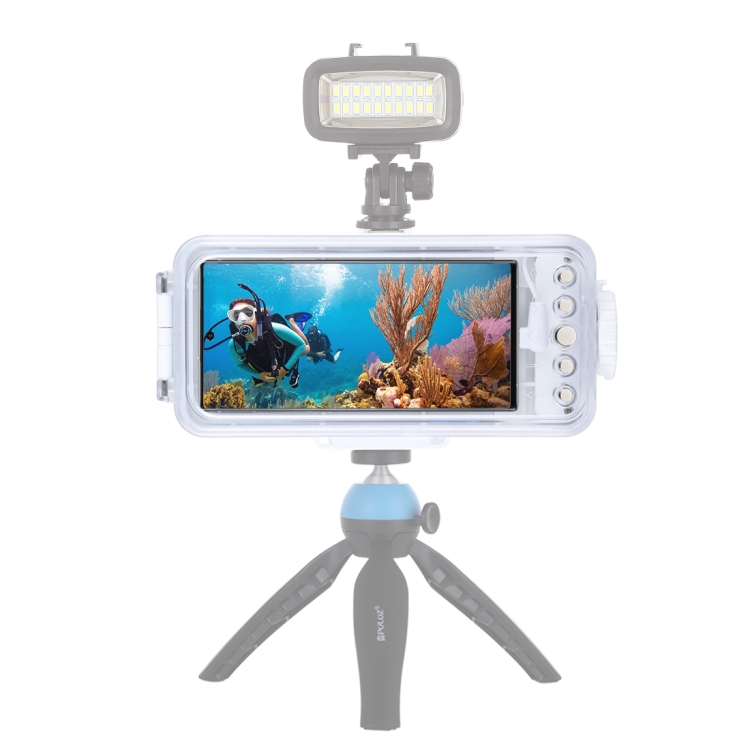 PULUZ 45m/147ft Waterproof Diving Case Photo Video Taking Underwater Housing Cover for Galaxy, Huawei, Xiaomi, Google Android Smartphones with OTG Function(White) PULUZ 45m/147ft Waterproof Diving Case Photo Video Taking Underwater Housing Cover for Galaxy, Huawei, Xiaomi, Google Android Smartphones with OTG Function(White)