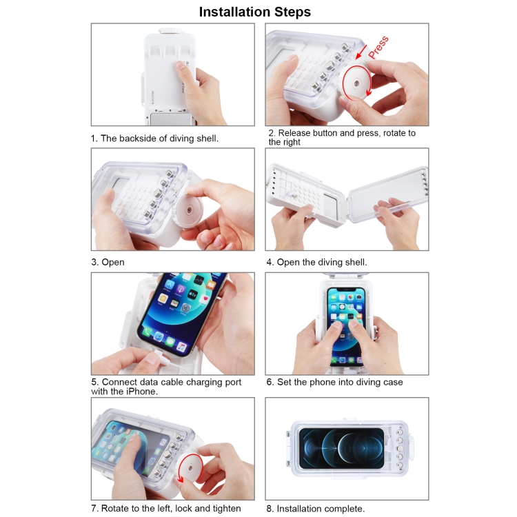 PULUZ 45m/147ft Waterproof Diving Case Photo Video Taking Underwater Housing Cover for Galaxy, Huawei, Xiaomi, Google Android Smartphones with OTG Function(White) PULUZ 45m/147ft Waterproof Diving Case Photo Video Taking Underwater Housing Cover for Galaxy, Huawei, Xiaomi, Google Android Smartphones with OTG Function(White)