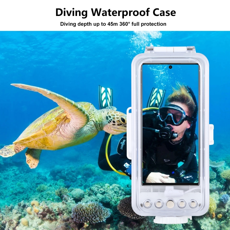 PULUZ 45m/147ft Waterproof Diving Case Photo Video Taking Underwater Housing Cover for Galaxy, Huawei, Xiaomi, Google Android Smartphones with OTG Function(White) PULUZ 45m/147ft Waterproof Diving Case Photo Video Taking Underwater Housing Cover for Galaxy, Huawei, Xiaomi, Google Android Smartphones with OTG Function(White)
