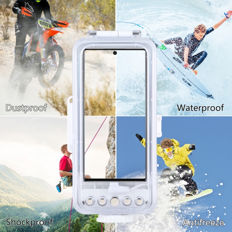 PULUZ 45m/147ft Waterproof Diving Case Photo Video Taking Underwater Housing Cover for Galaxy, Huawei, Xiaomi, Google Android Smartphones with OTG Function(White) PULUZ 45m/147ft Waterproof Diving Case Photo Video Taking Underwater Housing Cover for Galaxy, Huawei, Xiaomi, Google Android Smartphones with OTG Function(White)