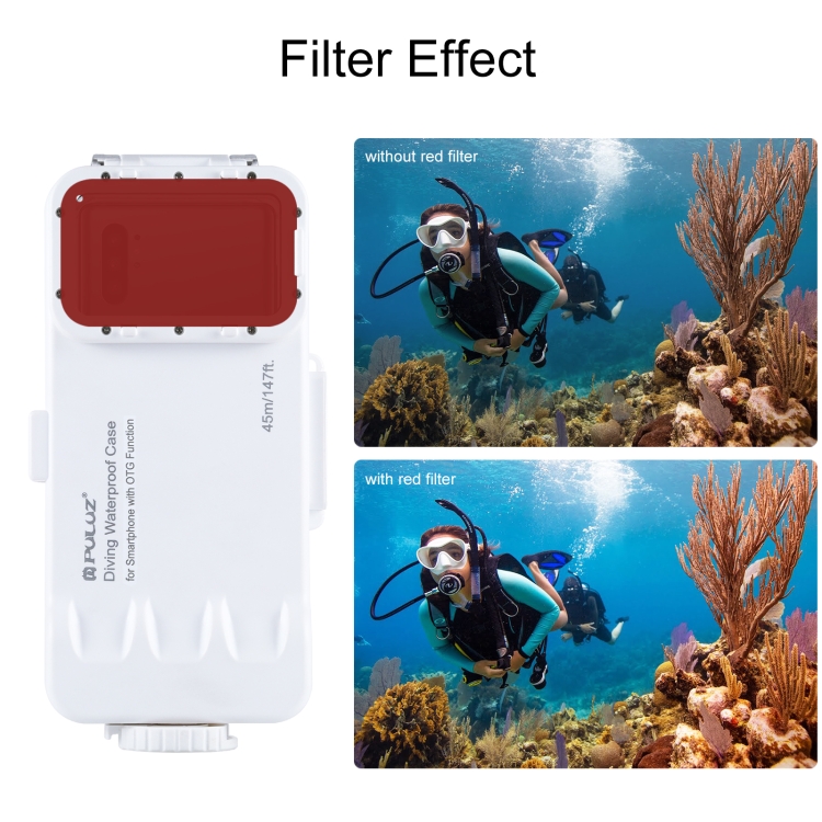 PULUZ 45m/147ft Waterproof Diving Case Photo Video Taking Underwater Housing Cover for Galaxy, Huawei, Xiaomi, Google Android Smartphones with OTG Function(White) PULUZ 45m/147ft Waterproof Diving Case Photo Video Taking Underwater Housing Cover for Galaxy, Huawei, Xiaomi, Google Android Smartphones with OTG Function(White)