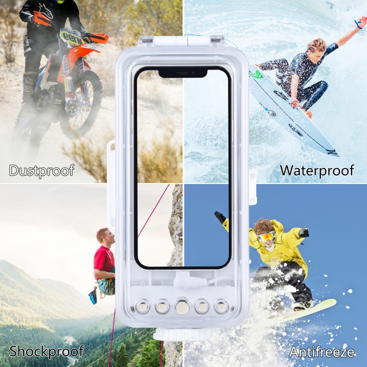 PULUZ 45m/147ft Waterproof Diving Case Photo Video Taking Underwater Housing Cover for iPhone 14 Series, iPhone 13 Series, iPhone 12 Series, iPhone 11 Series, iPhone X Series, iPhone 8 & 7, iPhone 6s, iOS 13.0 or Above Version iPhone(White) PULUZ 45m/147ft Waterproof Diving Case Photo Video Taking Underwater Housing Cover for iPhone 14 Series, iPhone 13 Series, iPhone 12 Series, iPhone 11 Series, iPhone X Series, iPhone 8 & 7, iPhone 6s, iOS 13.0 or Above Version iPhone(White)