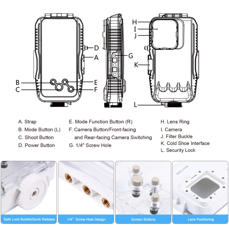 PULUZ 40m/130ft Waterproof Diving Case for iPhone 13 mini / 12 mini, Photo Video Taking Underwater Housing Cover(White) PULUZ 40m/130ft Waterproof Diving Case for iPhone 13 mini / 12 mini, Photo Video Taking Underwater Housing Cover(White)