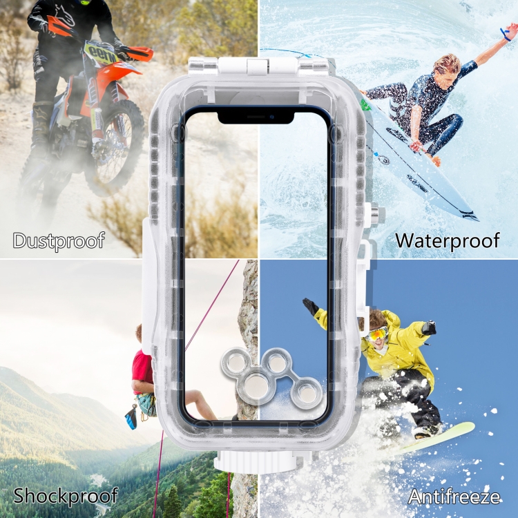 PULUZ 40m/130ft Waterproof Diving Case for iPhone 13 mini / 12 mini, Photo  Video Taking Underwater Housing Cover(White)