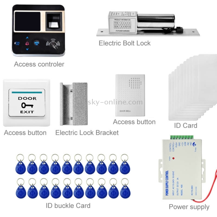 MJPT101 Fingprint Access Control System Kits + Electric Lock + 20 ID ...