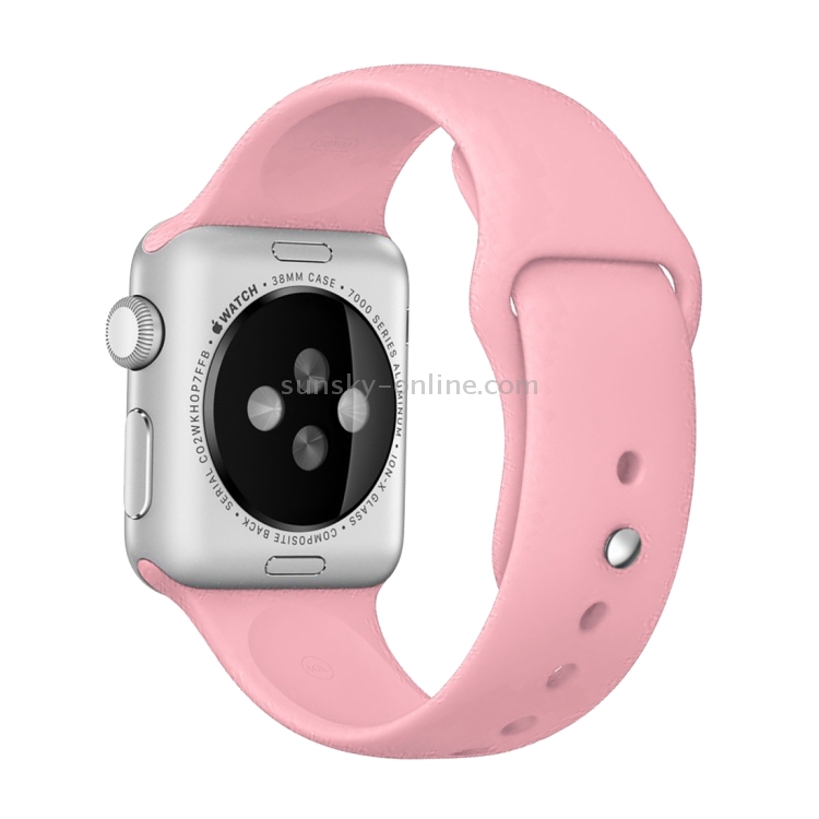 For Apple Watch Series 7 45mm / 6 \u0026 SE \u0026 5 \u0026 4 44mm / 3 \u0026 2 \u0026 1 42mm  High-performance Ordinary \u0026 Longer Rubber Sport Watch Band with  Pin-and-tuck Closure(Pink)