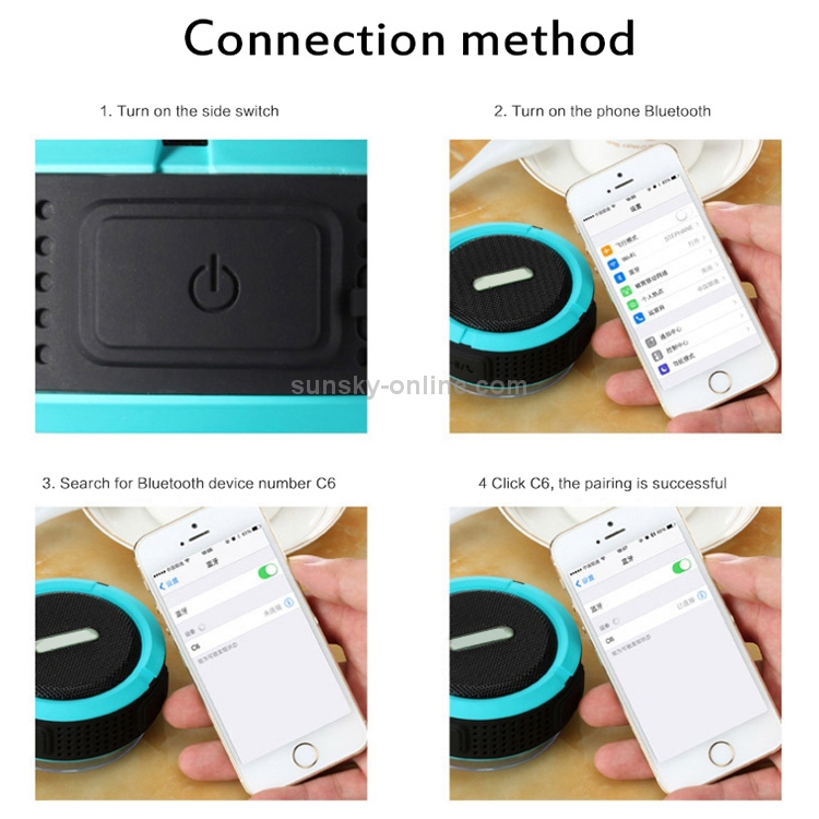 C6 Outdoor Waterproof Bluetooth Speaker with Suction, Support Hands-free Calling(Orange)