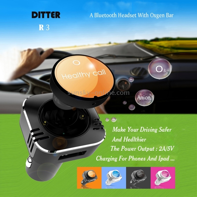 Ditter R3 Healthy Call Bluetooth 4.0 Headset for iPhone / Samsung / HTC / Huawei, with Oxygen Bar + Auto USB + Fast Charging(Black) Ditter R3 Healthy Call Bluetooth 4.0 Headset for iPhone / Samsung / HTC / Huawei, with Oxygen Bar + Auto USB + Fast Charging(Black)