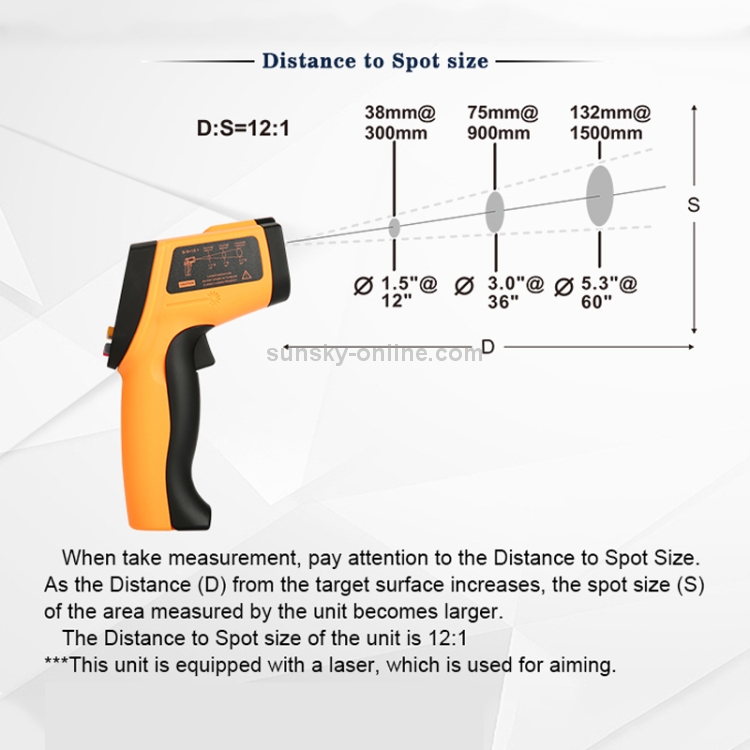 Infrared Thermometer, Temperature Range 50 900 Degrees Celsius(Yellow)