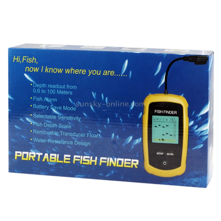 Portable Fish Finder with 2.0 inch Display, Depth Readings From 2.0 to  328ft (0.6-100m)(Yellow)