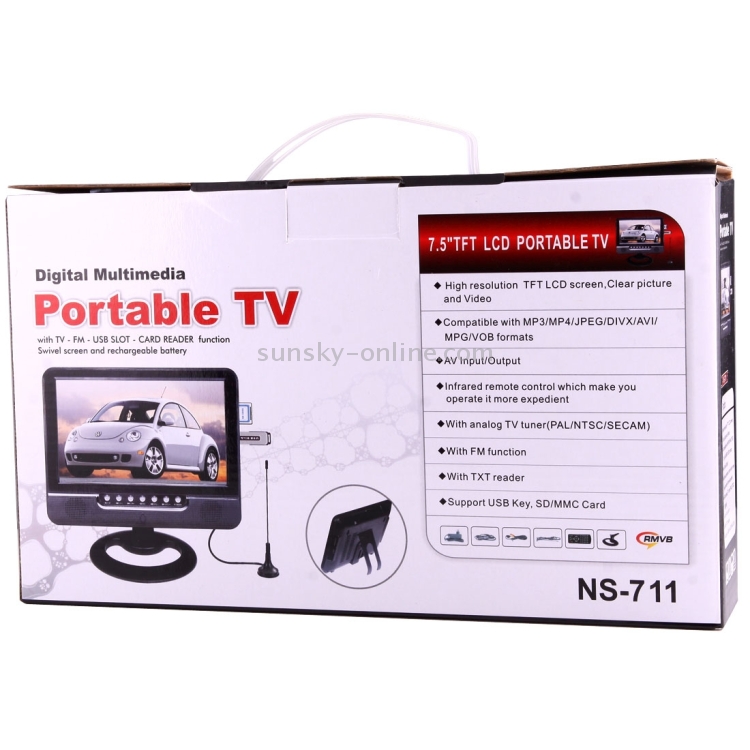 NS-701 Lettore TV portatile con monitor per auto da 7,5 pollici