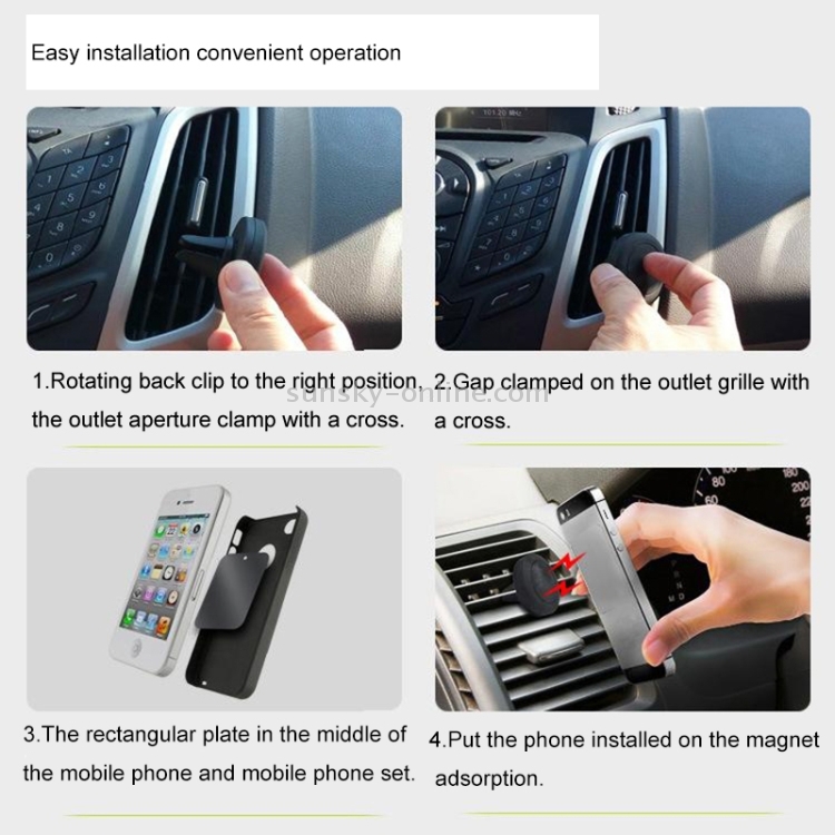 MiniSupport Universel Aimant Grille Magnetique Voiture Smartphone Telephone  Noir