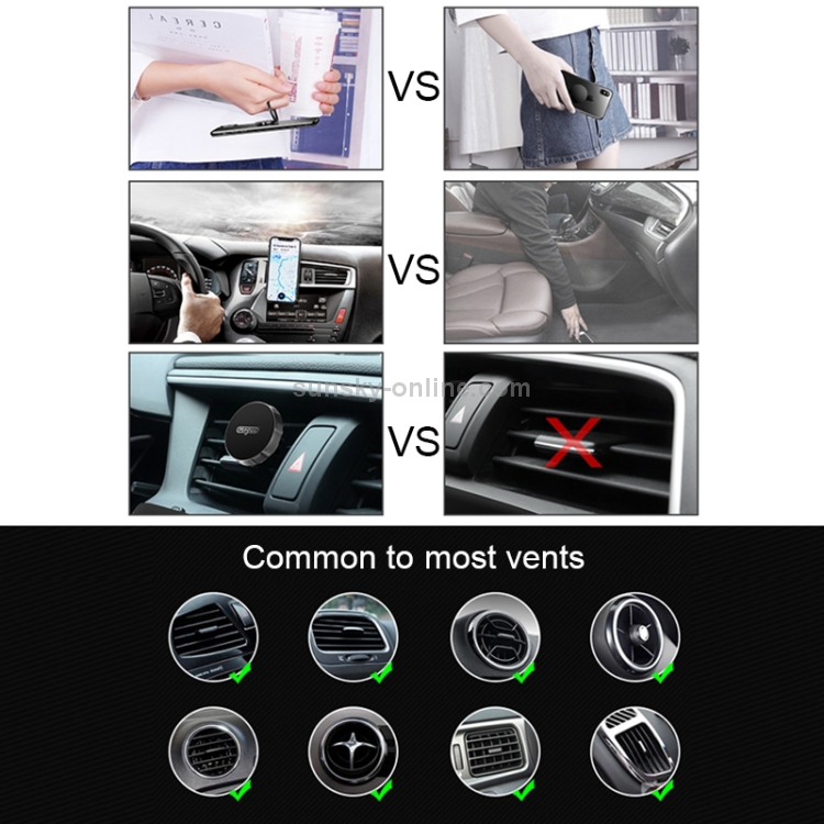 JOYROOM MOGUU MG-ZS003 360 Degrees Rotation Aluminium Alloy + Silicone + Magnet Car Air Outlet Magnetic Holder Suit JOYROOM MOGUU MG-ZS003 360 Degrees Rotation Aluminium Alloy + Silicone + Magnet Car Air Outlet Magnetic Holder Suit