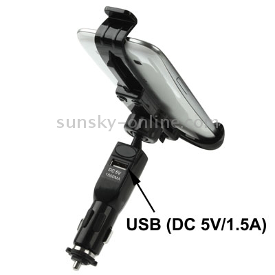 Universal Car Mount with 5V / 1.5A USB Charger for Galaxy S III / i9300 / iPhone 4 & 4S / 3GS / Smart Phone, Support 360 Degree Rotation, Height: 108-135mm(Black) Universal Car Mount with 5V / 1.5A USB Charger for Galaxy S III / i9300 / iPhone 4 & 4S / 3GS / Smart Phone, Support 360 Degree Rotation, Height: 108-135mm(Black)