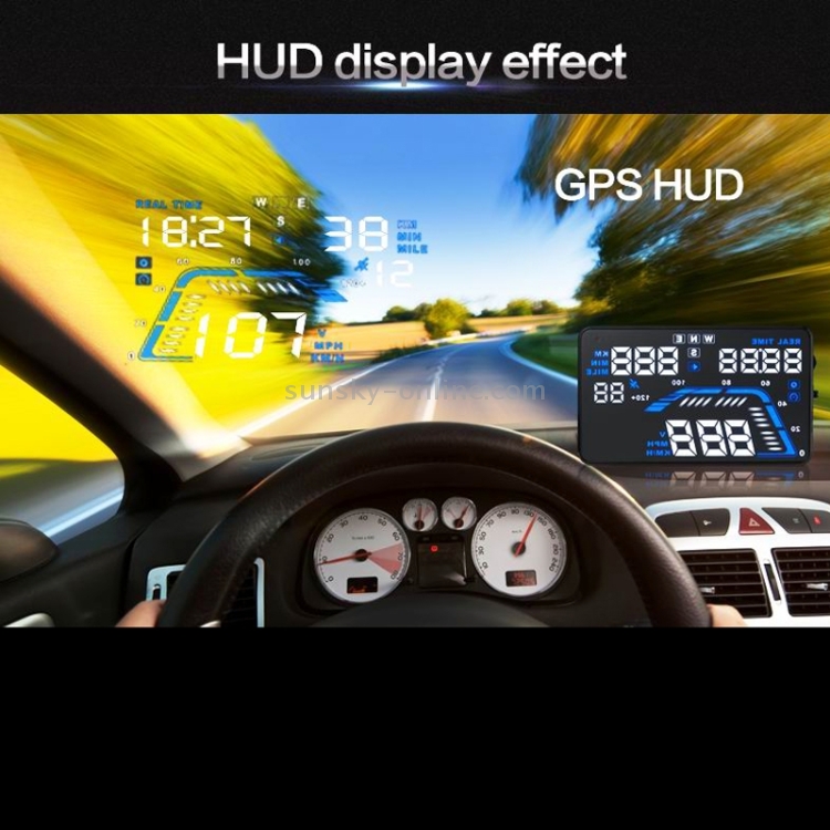 Q7 5.5 pulgadas GPS para automóvil HUD Sistema de seguridad de visualización frontal montado en el vehículo, velocidad de soporte, tiempo real, altitud, alarma de exceso de velocidad y número de satélite, etc. - 17