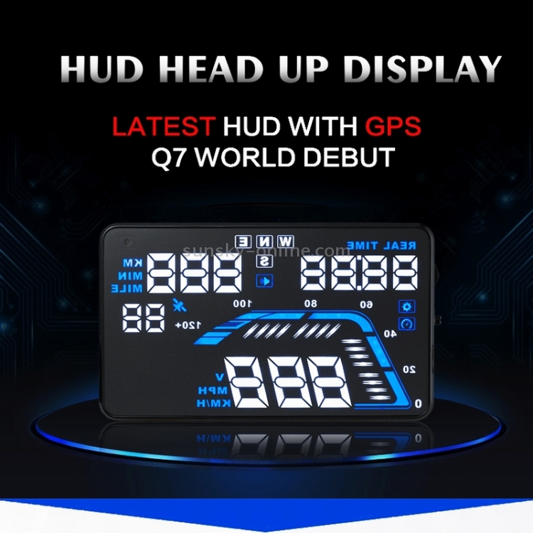 Q7 5.5 pulgadas GPS para automóvil HUD Sistema de seguridad de visualización frontal montado en el vehículo, velocidad de soporte, tiempo real, altitud, alarma de exceso de velocidad y número de satélite, etc. - 5