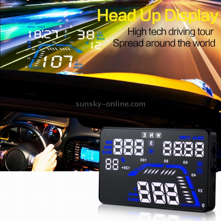 Q7 5.5 pulgadas GPS para automóvil HUD Sistema de seguridad de visualización frontal montado en el vehículo, velocidad de soporte, tiempo real, altitud, alarma de exceso de velocidad y número de satélite, etc. - 6