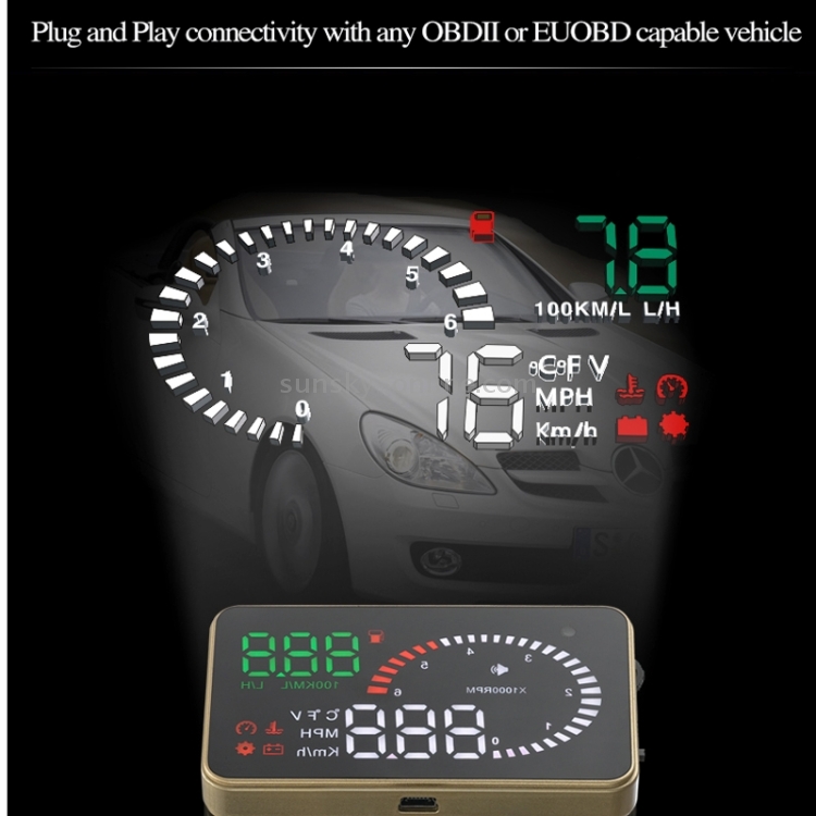 X6 3.5 pulgadas Coche OBDII / EUOBD HUD Montado en el vehículo Head Up Display Sistema de seguridad, velocidad de soporte y temperatura del agua y alarma de velocidad y consumo de combustible y voltaje de la batería, etc. - 11