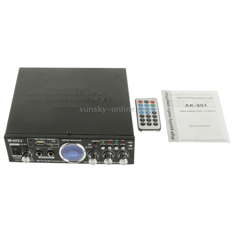 AK901 Stereo Audio Karaoke Power Amplifier with Remote Control