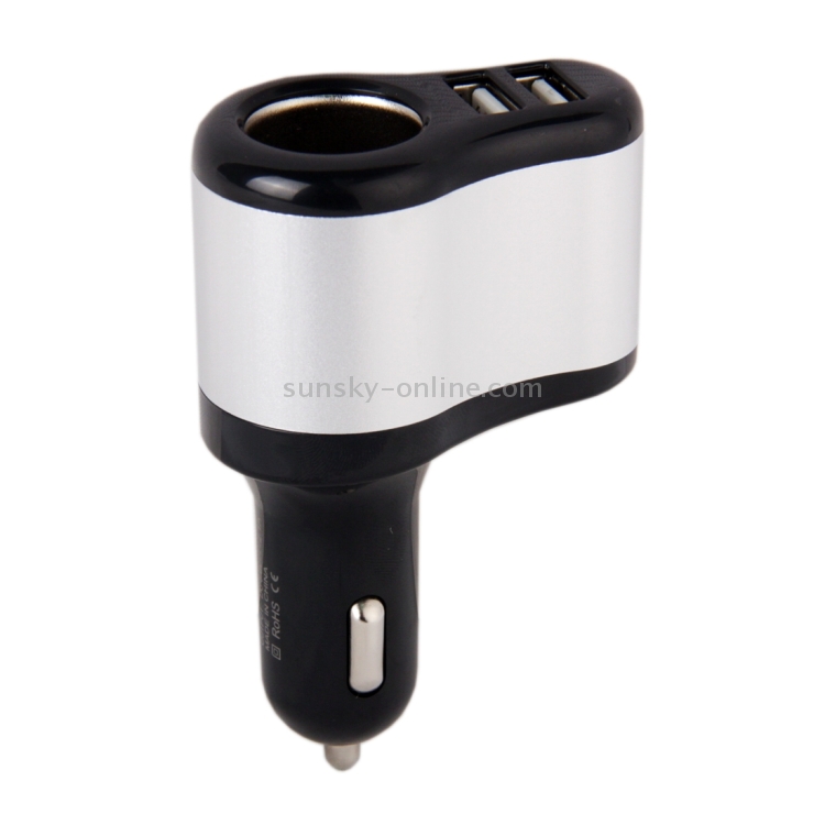 3 in 1 Hi-speed 5V 3.1A Car Charger with Dual USB HUB Ports and Single Cigarette Socket for iPhone & iPod & iPad & Tablets & Samsung & Sony & LG & Nokia & PSP & MP4 & MP3 & GPS(Black + Silver) 3 in 1 Hi-speed 5V 3.1A Car Charger with Dual USB HUB Ports and Single Cigarette Socket for iPhone & iPod & iPad & Tablets & Samsung & Sony & LG & Nokia & PSP & MP4 & MP3 & GPS(Black + Silver)