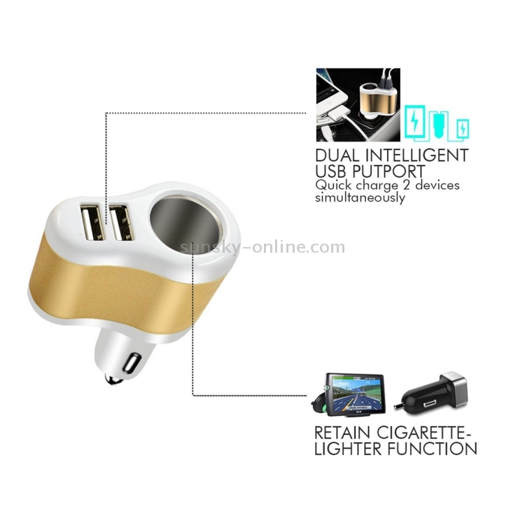 3 in 1 Hi-speed 5V 3.1A Car Charger with Dual USB HUB Ports and Single Cigarette Socket for iPhone & iPod & iPad & Tablets & Samsung & Sony & LG & Nokia & PSP & MP4 & MP3 & GPS(Black + Silver) 3 in 1 Hi-speed 5V 3.1A Car Charger with Dual USB HUB Ports and Single Cigarette Socket for iPhone & iPod & iPad & Tablets & Samsung & Sony & LG & Nokia & PSP & MP4 & MP3 & GPS(Black + Silver)