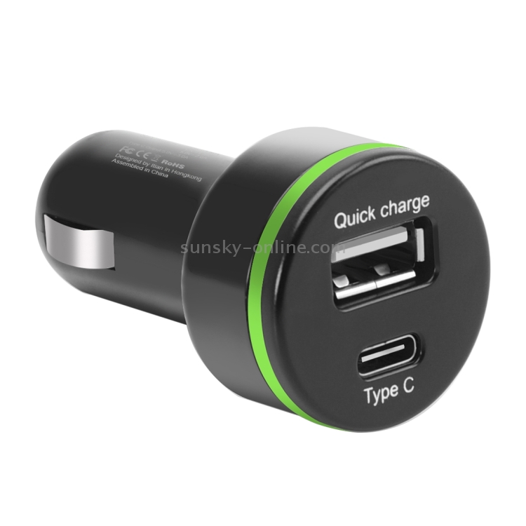 K5 Qualcomm Quick Charge 2.0 & USB-C / Type-C Car Charger with Micro USB Cable for Tablets / Phones(Black) K5 Qualcomm Quick Charge 2.0 & USB-C / Type-C Car Charger with Micro USB Cable for Tablets / Phones(Black)